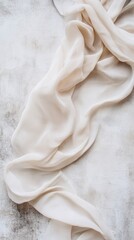 Poster - Elegant white silk fabric flowing on neutral background