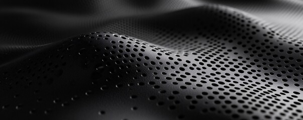 Poster - Wavy perforated black surface creating an abstract pattern