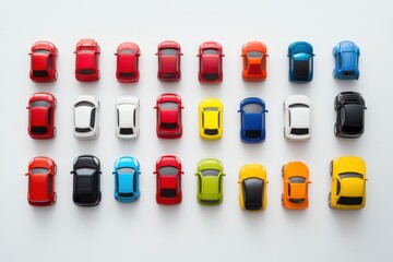 Aufkleber - Bright children's toys including cars, blocks, and dolls arranged on a white background, ideal for adding personalized messages or designs. Generative AI