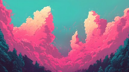Aufkleber - Soft gradient clouds of magenta and teal, broken up by sharp, energetic shapes.
