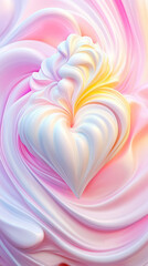 Poster - A vibrant fractal heart emerges from radiant pastels, showcasing intricate, infinite designs