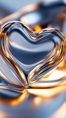 Poster - Mercury takes on a heart shape, glistening with reflections, showcasing its unique properties in a captivating form