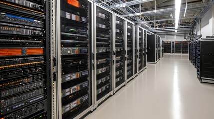 Poster - data center operations high-tech server management urban facility digital infrastructure modern desi