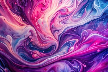 Poster - Captivating Vibrant Abstract Fluid Art Displaying Swirling Pink and Purple Hues for a Dreamlike Marbled Effect in Minimalist Style Perfect for Modern Decor and Creative Projects