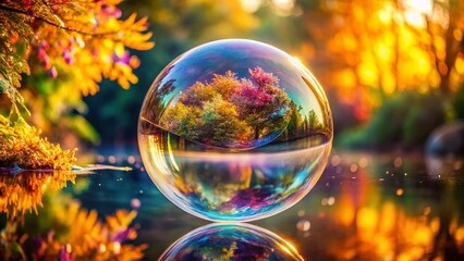 Poster - Capturing the Enigmatic Splendor of a Perfectly Formed Bubble in Mid-Burst - A Surreal Exploration of Fleeting Moments and Their Transient Beauty