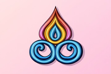 Aufkleber - A clean vector of the Aum symbol with flowing lines, set against a gradient background of soft pastel colors