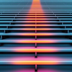 Fototapete - A vibrant pattern of parallel lines in hues of blue and orange, creating a mesmerizing visual effect reminiscent of modern art.
