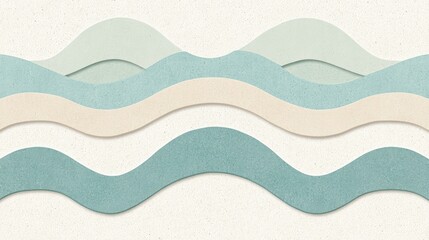 Poster - A calming palette of greens and blues, with abstract waves flowing across the design, suggesting natural harmony.
