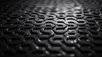 Poster - Wet black rubber mat with s shaped pattern creating textured background
