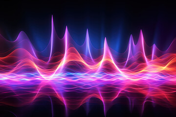 Wall Mural - Fantastic Abstract digital equalizer, sound wave pattern element, Sound waves oscillating glow light