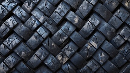 Poster - Worn-out truck tire tread creating intriguing textured pattern