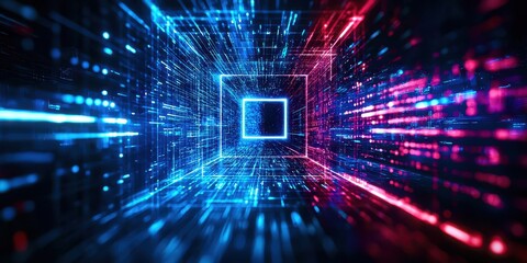 Poster - Computer screen with a blue square in the middle
