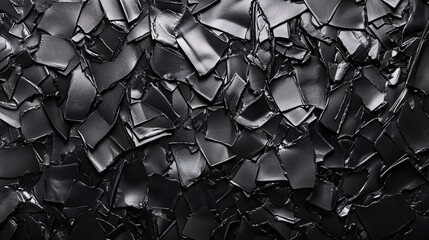 Poster - Black shattered pieces forming an intriguing textured background
