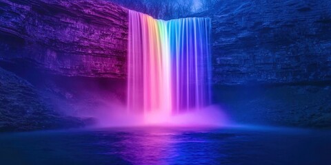 Poster - Waterfall with a rainbow in the water
