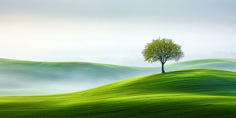 Poster - Tree is standing in a grassy field