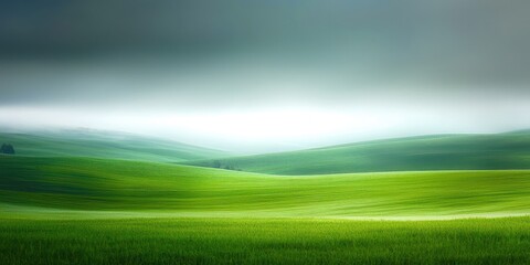 Poster - Field of grass with a cloudy sky in the background