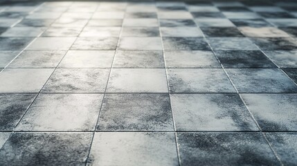 Aufkleber - Sunlight illuminating grungy checkered tile floor