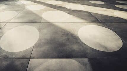Poster - Sunlight creating geometric pattern on modern floor tiles