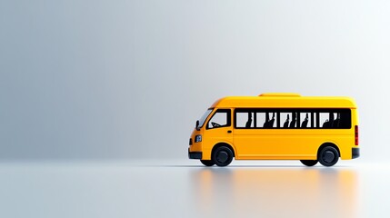 Wall Mural - Yellow bus model on white isolated background.