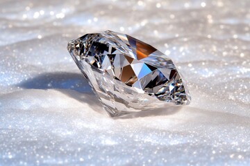 Poster - A simple 2D depiction of a diamond with rays of light emanating outward, emphasizing brilliance and clarity on a white backdrop