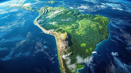 Poster - Detailed satellite photo of Brazil with state borders emphasized