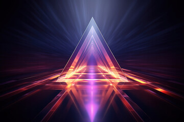 Wall Mural - Fantastic dark background with blue and orange neon lights, futuristic geometric lines