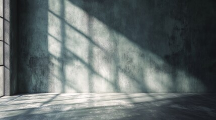 Aufkleber - Empty industrial room with concrete walls and window light creating shadows