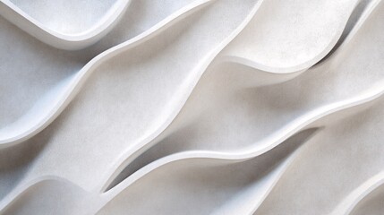 Fototapete - White wavy concrete wall creating an abstract pattern