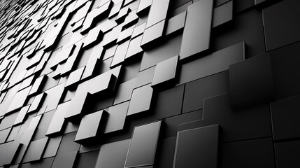 Fototapete - Abstract black cubes forming a futuristic wall design