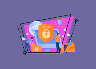 Aufkleber - Tiny people protecting business data and legal information isolated flat vector illustration. General privacy regulation for protection of personal data. GDPR and privacy politics concept