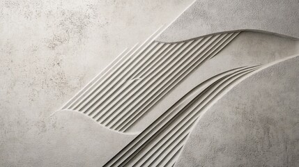 Poster - Abstract concrete bas-relief with stripes creating a modern architectural design