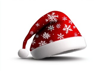 Aufkleber - A flat design of a dwarf red Christmas hat adorned with snowflakes, set against a neutral background