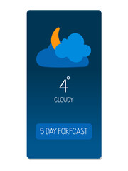 Wall Mural - Weather forecast display showing cloudy conditions and temperature of 4 degrees