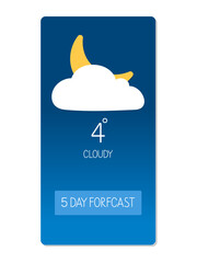 Wall Mural - Weather forecast displaying cloudy conditions with low temperature for upcoming days