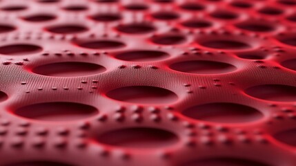 Aufkleber - Red porous material surface with circular holes and bumps