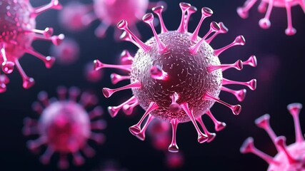 Poster - Close-Up View of Virus Particles with Detailed Structure and Vibrant Color Display