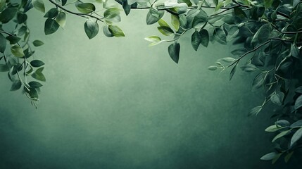 Aufkleber - Green leaves hanging over empty copyspace background