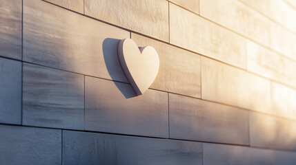 Poster - Sunlight casts unique shadows on a wall, forming a heart shape that adds a creative touch to urban architecture