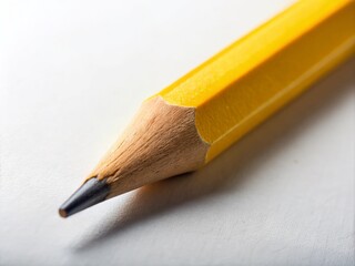 Poster - Close-up of a Yellow Pencil Showcasing Precision on a White Background in a Minimalist Style Perfect for Fashion Photography or Stationery Inspiration