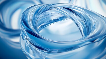 Aufkleber - An abstract swirl of translucent blue curves creates a mesmerizing wave-like pattern.