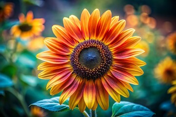 Wall Mural - Close-Up of Helianthus Flower Blossoming with Tilt-Shift Photography and Textured Effects, Showcasing the Intricate Details of Nature’s Beauty in a Unique Perspective