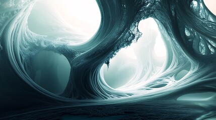 Poster - Abstract organic tendrils weaving through ethereal landscape