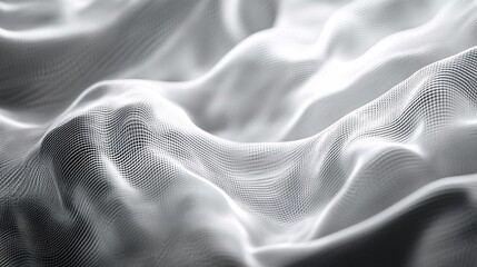 Poster - Abstract white grid mesh waving and flowing smoothly