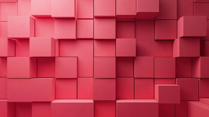 Fototapete - Abstract red cubes forming a geometric pattern background