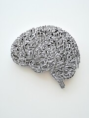 Poster - A creatively designed brain shape forms from words and phrases, perfect for captions against a clear backdrop. Generative AI