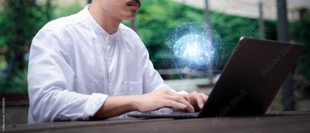 businessman using Ai technology in business by artificial intelligence ...