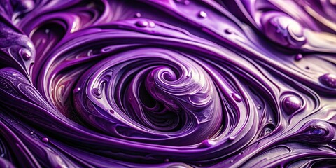 Poster - Closeup of Vibrant Purple Acrylic Paint Showcasing Swirling Patterns and Textures Perfect for Fashion Photography and Artistic Backgrounds