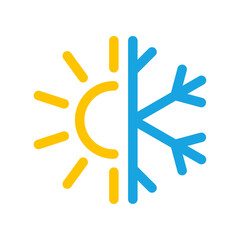 Wall Mural - sun and snowflake icon. hot and cold