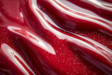 Poster - A smooth, glossy latex surface in vibrant red, with subtle highlights and reflections, creating a sleek and minimalist composition,