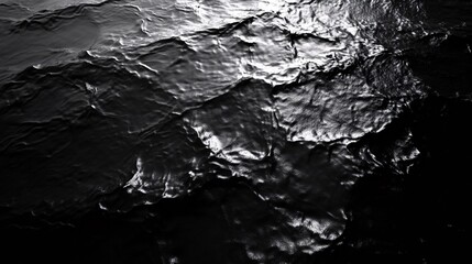 Poster - Crumpled black plastic reflecting light creates abstract texture